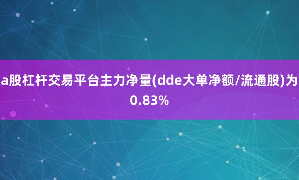 a股杠杆交易平台主力净量(dde大单净额/流通股)为0.83%