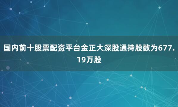 国内前十股票配资平台金正大深股通持股数为677.19万股