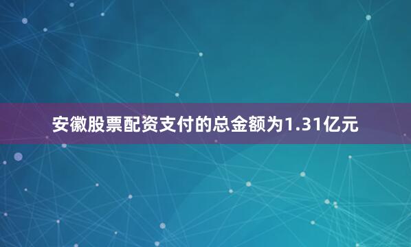 安徽股票配资支付的总金额为1.31亿元